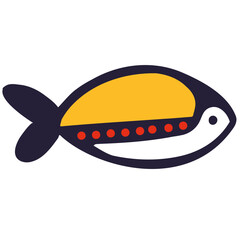 Boho simple linocut style tribal fish