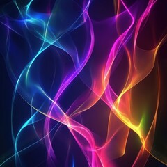 Abstract colorful lines are flowing and overlapping on dark background
