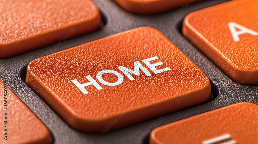 Poster designed with a home button, the laptop keyboard subtly evokes thoughts of homeownership and the com