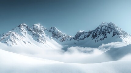 Obraz premium Snowy Mountain Range with Winter Landscape.