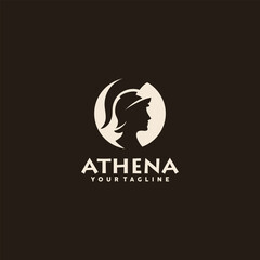 Athena the goddess icon vector black logo illustration black background design