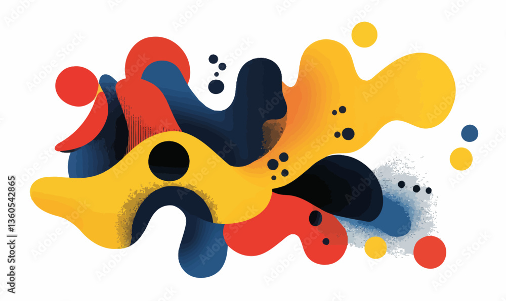 Poster vibrant abstract minimalist generative design with fluid curved shapes in vector format