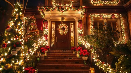Fototapeta premium Christmas decorations on a cozy home 