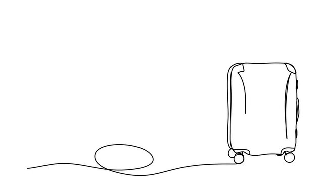 Suitcase. One line drawing animation with alpha channel.