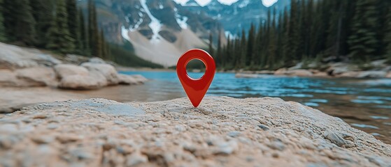 Red Pin on Lake Shore.