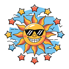 sun with sunglasses