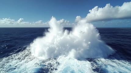 Powerful Ocean Wave Crashing Dramatic Blue Water Scene Stunning White Spray Tropical Seascape Breathtaking Nature Photography High Resolution Image   