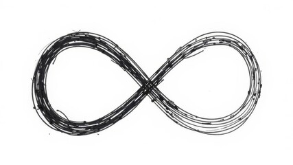 drawn picture of black outline infinity sign on white background. black and white lock icon