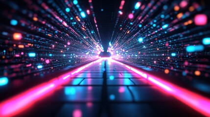 Obraz premium Neon Data Tunnel