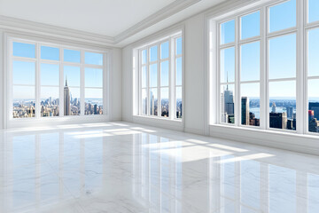 Manhattan Skyline View from Luxurious Empty Room