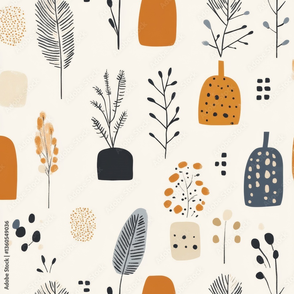 Leinwandbilder Cozy Scandinavian-style pattern featuring simple geometric shapes and earthy tones for modern design aesthetics Generative AI
