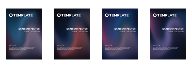 Gradient Poster Templates Creative Mesh Design Set
