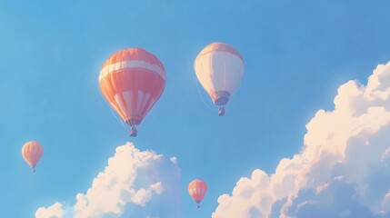 Fototapeta premium Colorful Hot Air Balloons in a Cloudy Sky