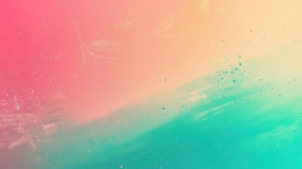 Fototapeta premium Orange teal green pink abstract grainy gradient background noise texture effect summer poster design.