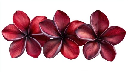 Plumeria, frangipani flowers isolated on white.
