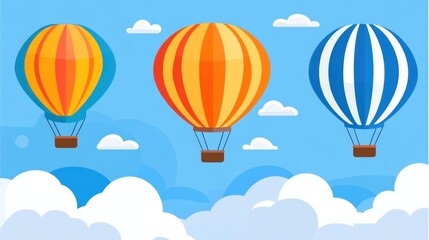 Naklejka premium Colorful Hot Air Balloons in Sky