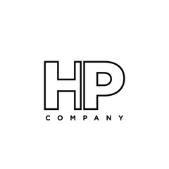 Letter H and P, HP logo design template. Minimal monogram initial based logotype.