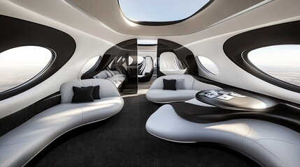 Futuristic Private Jet Interior Design: Luxurious and Innovative Aircraft Cabin