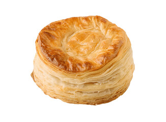 Fototapeta premium Puff pastry pastry isolated on a white background PNG, perfect for food design and culinary visuals. High-quality cutout image for use in digital media