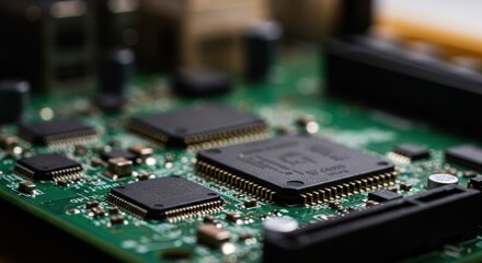 Blurred Bokeh Image of a Computer Motherboard