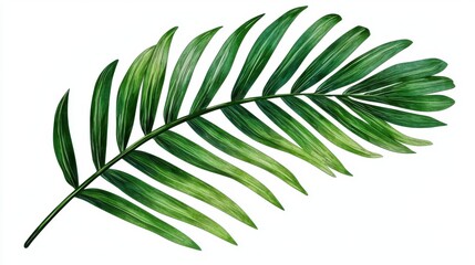 Tropical green palm leaf cut out.