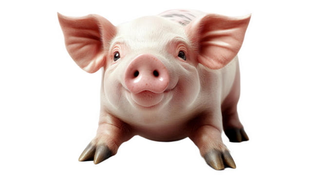 pink pig isolated on white