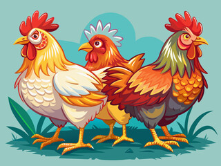 Fototapeta premium vector of Three chicken isolated on transparent background