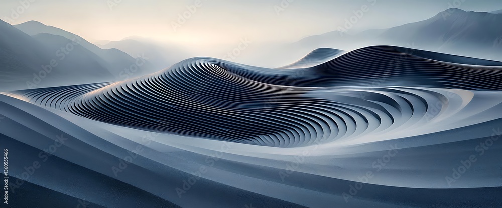 Poster Abstract landscape with sculpted forms