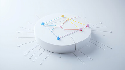 Abstract 3D Data Visualization Pie Chart with Network Connections