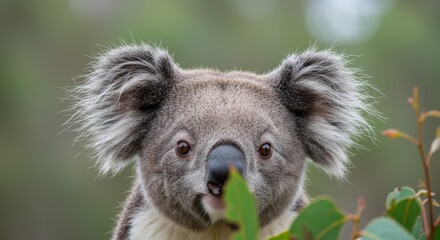 Obraz premium Curious koala in natural habitat captured in wildlife photography