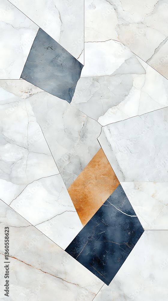 Aufkleber abstract marble tile design with geometric shapes