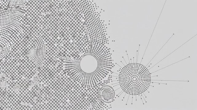 A series of small circles aligning and misaligning dynamically.