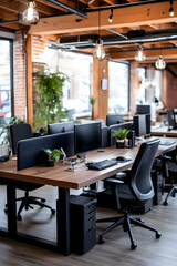 Modern open-plan office workspace in loft building