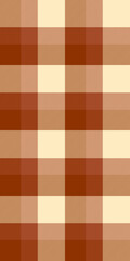 1970s background check plaid, winter seamless vector fabric. Wrapping textile tartan texture pattern in orange and light colors.