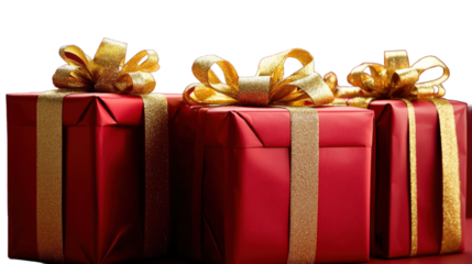 Three Red Gift Boxes with Gold Ribbons