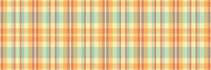 Swatch fabric seamless tartan, hounds tooth pattern plaid texture. Back textile background check vector in yellow and orange colors.