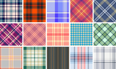 Gingham and plaid patterns in classic colors, great for fabric, material prints, and shirts with a trendy and rustic Scottish twist.