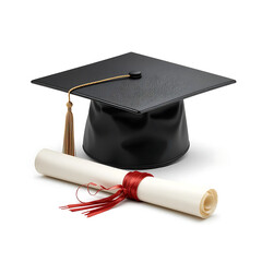 graduation cap and diploma