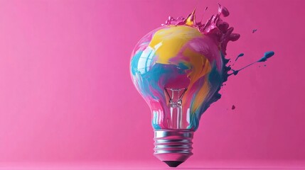 Colorful Creative concept with lightbulb made from colorful paint 