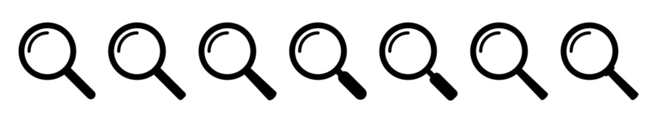Magnifying glass icon, magnifier icons set. Loupe icon.