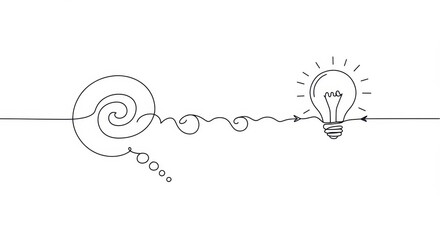 Minimalist Line Drawing of Problem-Solving Process