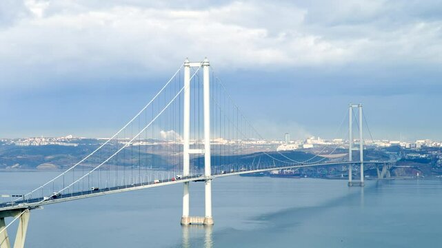 Osmangazi Bridge (Izmit Bay Bridge) located in Izmit, Kocaeli, Turkey. Suspension bridge captured with long exposure technique. Osmangazi K&ouml;pr&uuml;s&uuml;
