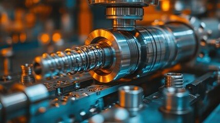 Fototapeta premium Precision machining of a metallic helical component