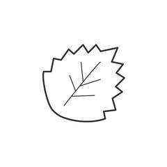 シンプルな線画の葉っぱモノクロベクターアイコン