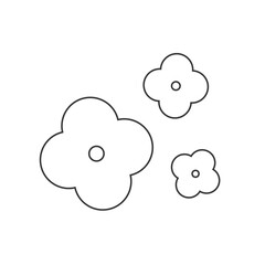 シンプルな線画の3連お花モノクロベクターアイコン