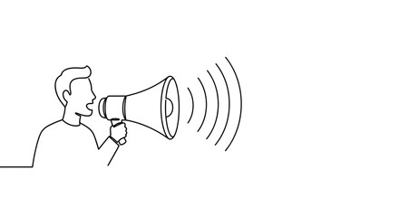 Person using megaphone in linear style