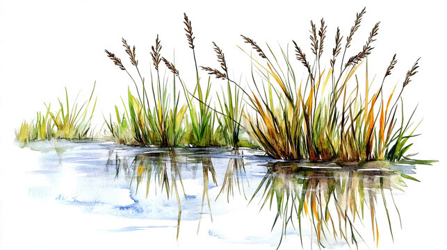 Watercolour Reeds Watercolor+Reeds-Bilder: Stock-Fotos & -Videos. | Adobe Stock
