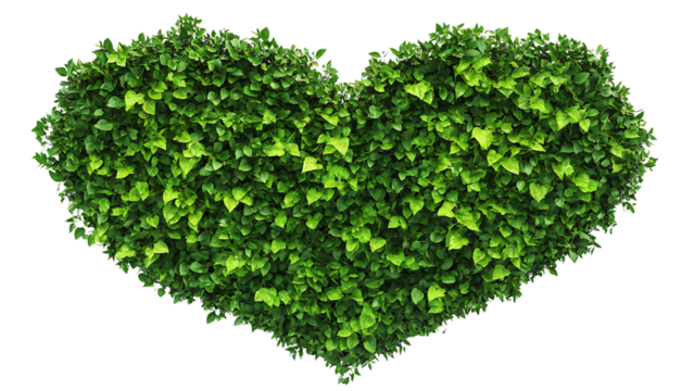 Heart Shaped from Fresh Green Grass and Leaves