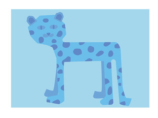 Blue cheetah. Vector illustration.  Digital painting. Art. Wild nature animal.