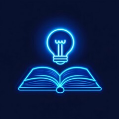 Illuminating Knowledge: Neon Book and Lightbulb